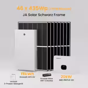 Growatt MID TL3-XH Hybrid-Wechselrichter, APX Solarspeicher, 46-69 stücke Solarmodule, 3-phasig - 20kW/15kWh/46 stücke solarmodule / 435 Bifaziale Black Frame JA Solar