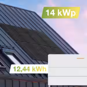 Solaranlage Universaldach 14 kWp mit Speicher 12,44 kWh