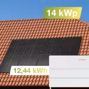 Solaranlage Ziegeldach 14 kWp mit Speicher 12,44 kWh