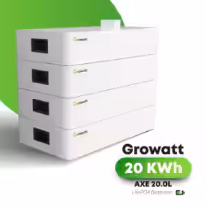 Growatt AXE – Die flexible und leistungsstarke Energiespeicherlösung von 5 kWh bis 50 kWh Die Growatt AXE Serie bietet Ihnen eine wegweisende Lösung für die Speicherung von Solarenergie oder anderen erneuerbaren Energiequellen. Egal ob Sie einen kleineren Haushalt betreiben oder hohe Energiemengen im gewerblichen Bereich speichern möchten: Mit Growatt AXE skalieren Sie die Kapazität einfach von 5 kWh bis zu 50 kWh. Dank ihres modularen Aufbaus wächst die Growatt AXE Speicherlösung mit Ihren Anforderungen und lässt sich jederzeit unkompliziert erweitern. Bei der Entwicklung der Growatt AXE Serie wurde großer Wert auf einfache Installation und hohe Sicherheit gelegt. Die vollständig stapelbaren Module benötigen keine aufwendigen Kabelverbindungen: Sie werden übereinandergesteckt und automatisch erkannt. Darüber hinaus profitieren Sie von einer kobaltfreien LiFePO4 -Zellchemie