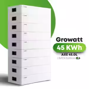 Growatt AXE – Die flexible und leistungsstarke Energiespeicherlösung von 5 kWh bis 50 kWh Die Growatt AXE Serie bietet Ihnen eine wegweisende Lösung für die Speicherung von Solarenergie oder anderen erneuerbaren Energiequellen. Egal ob Sie einen kleineren Haushalt betreiben oder hohe Energiemengen im gewerblichen Bereich speichern möchten: Mit Growatt AXE skalieren Sie die Kapazität einfach von 5 kWh bis zu 50 kWh. Dank ihres modularen Aufbaus wächst die Growatt AXE Speicherlösung mit Ihren Anforderungen und lässt sich jederzeit unkompliziert erweitern. Bei der Entwicklung der Growatt AXE Serie wurde großer Wert auf einfache Installation und hohe Sicherheit gelegt. Die vollständig stapelbaren Module benötigen keine aufwendigen Kabelverbindungen: Sie werden übereinandergesteckt und automatisch erkannt. Darüber hinaus profitieren Sie von einer kobaltfreien LiFePO4 -Zellchemie