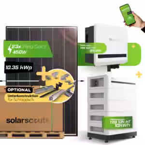 10 kWp Komplettset Trina Solar Vertex 450W & Trina Solar TRH 10K-T3 10 kW Wechselrichter mit Trina Solar TRB 10K-HT 10 kWh Batteriespeicher