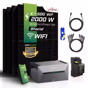 Solarbank 2 E1600 ProSolarbank 2 E1600 ProSolarbank 2 E1600 ProSolarbank 2 E1600 Pro Anker Solarbank 2 E1600 Pro Maximale Erträge – mit mehr Modulen & Batterien Hol dir die maximale Leistung aus deinem Balkonkraftwerk mit der All-in-One-Speicherlösung von Anker mit integriertem 800-W-Wechselrichter. Schließe bis zu acht Solarmodule an und erweitere den Speicher bei Bedarf ganz simpel mit Erweiterungsbatterien. Bei einem Stromausfall kannst du wichtige Geräte bis 1000W an der Notsteckdose betreiben. Regulär kannst du bis zu vier Solarmodule anschließen. Bei Bedarf ist der Anschluss von bis zu acht Solarmodulen möglich – mithilfe von auswählbaren Y-Verbindern. Rüste den Speicher bei Bedarf mit bis zu fünf Erweiterungsbatterien nach und profitiere von einer Speicherkapazität von bis zu 9