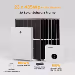 Growatt MOD TL3-XH2 Hybrid-Wechselrichter, APX Solarspeicher, 12-23 stücke Solarmodule, 3-phasig - 10kW/10kWh/23 stücke solarmodule / 435 Bifaziale Black Frame JA Solar