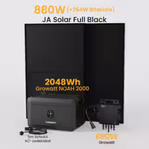 Growatt NOAH 2000 Balkonkraftwerk mit Speicher, 2048/4096Wh, 810/880/1620/1760W deal - 2048Wh Batterie Speicher + 880W Bifaziale Solarmodule + 800W Wechselrichter / Abholung Weinheim