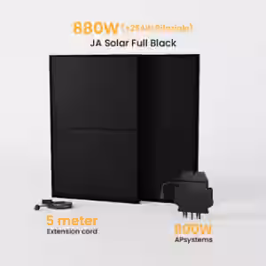 Balkonkraftwerk 800/1800W APsystems Wechselrichter, JA Solar Solarmodul 880Wp Bifaziale deal - 800W Wechselrichter mit 2 Solarmodul / 440Wp Bifaziale Full Black JA Solar / Abholung Weinheim