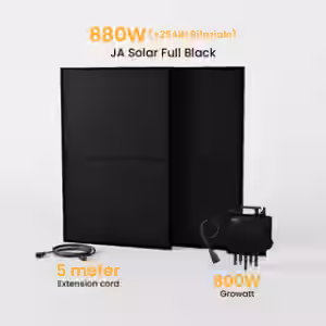 Balkonkraftwerk 800W Growatt Wechselrichter, JA Solar Solarmodul 880Wp Bifaziale - 440Wp Bifaziale Full Black JA Solar / Abholung Meerbusch