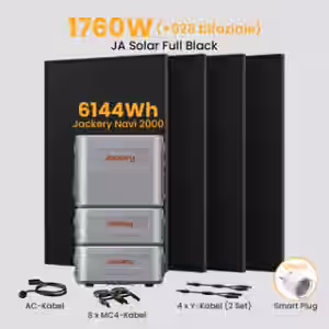 Jackery Navi 2000 Balkonkraftwerk mit Speicher, 2048-8192Wh Solarspeicher dealclub - 2048Wh Solarspeicher+4096Wh Erweiterungsakku+4 x 440Wp Bifaziale Solarmodule / Versand